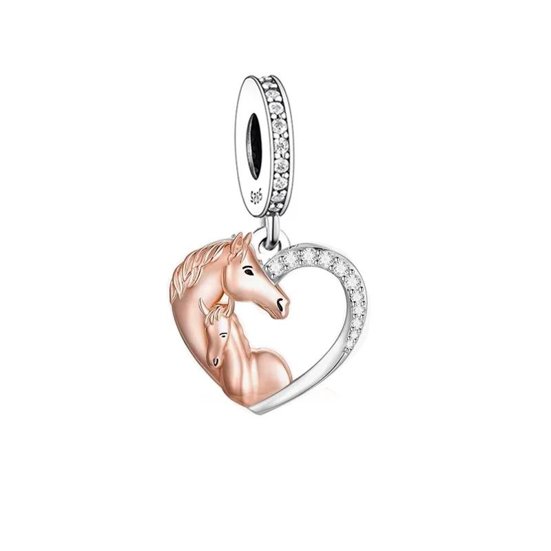 

925 Silver Horse Charm Bracelet For Women Best Friends Bead Pets Lover Berloque Fit Original Pan Jewelry