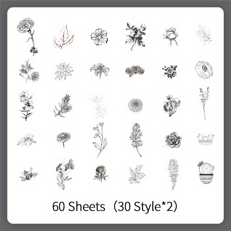 60 pcs Vintage Plant Floral Butterfly Sticker Creative DIY Decorative Stickers Adhesive Stick Labels Scrapbooking Junk Journal