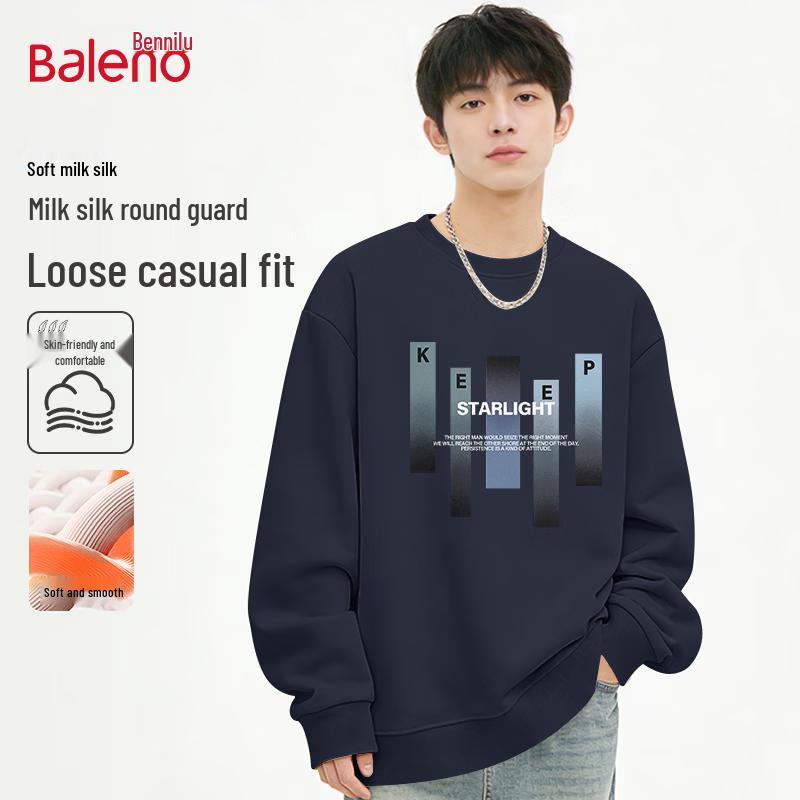 Baleno Men s American Retro Loose-Fit Gradient Stripe Sweatshirt 3XL