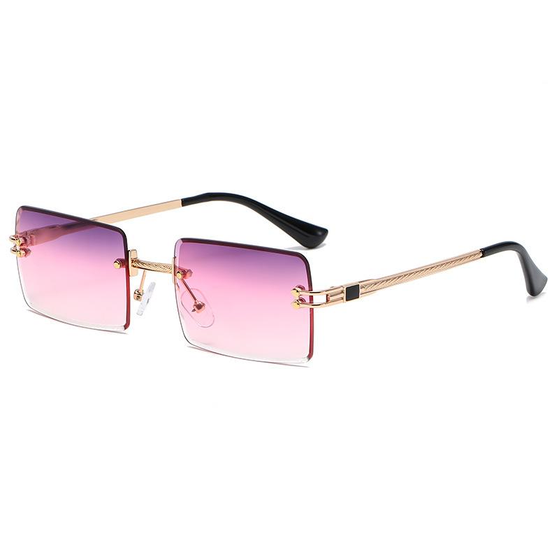 17351 Square Trimmed Sunglasses For Women, European And American Fashion For Rimless Glasses, Personalized Street Sunglasses