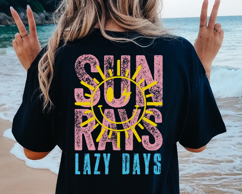 Comfort Colors Summer T-Shirt, Sun Rays Graphic, Oversized Fit