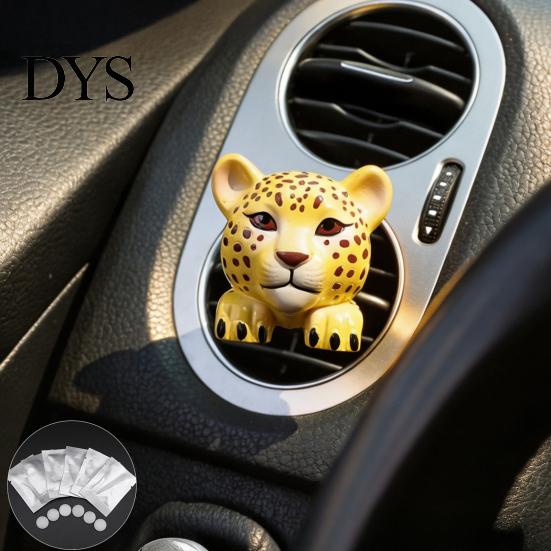 Resin Car Interior Decoration Cute Animal Vent Clip Air Freshener with Aroma Pad, Lion Gift for Owners Leopard Deer Owl Dashboard Ornament,