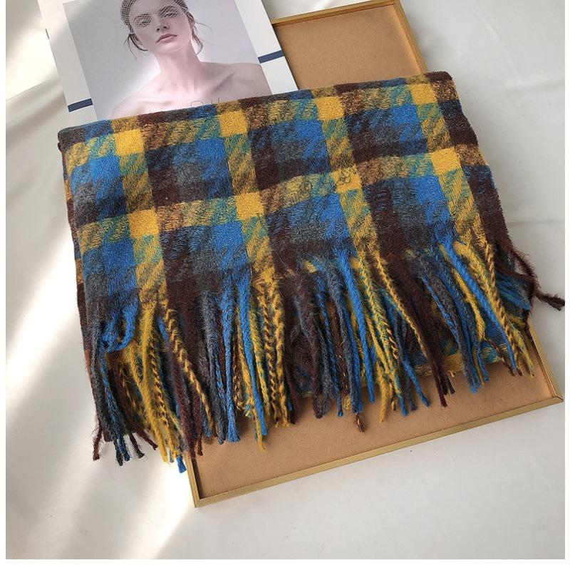 Winter Imitation Cashmere Warm Scarf for Women Double-sided Pashmina Thickened Luxury Green Scarf Christmas New Year Gift Shawl