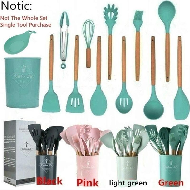 Деревянная ручка Силиконовая кухня Easy Clean и высокая температура Сопротивление Spatula Кухня Инструменты – купить по низким ценам в интернет-магазине Joom