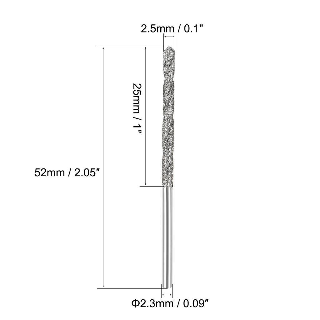 2/5/10pcs Metric Diamond Coated Twist Drill Bits 0.9/1/1.2/1.7/2.1/2.5mm High Speed Steel Drill Bit Sets for Glass Marble Stones