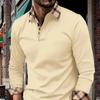 Business Moden Uformell Golf Mote Herre Topp Retro Kontrast Langermet Polo T-skjorte Knapp Lapel Mote Sweatshirt med smal krage