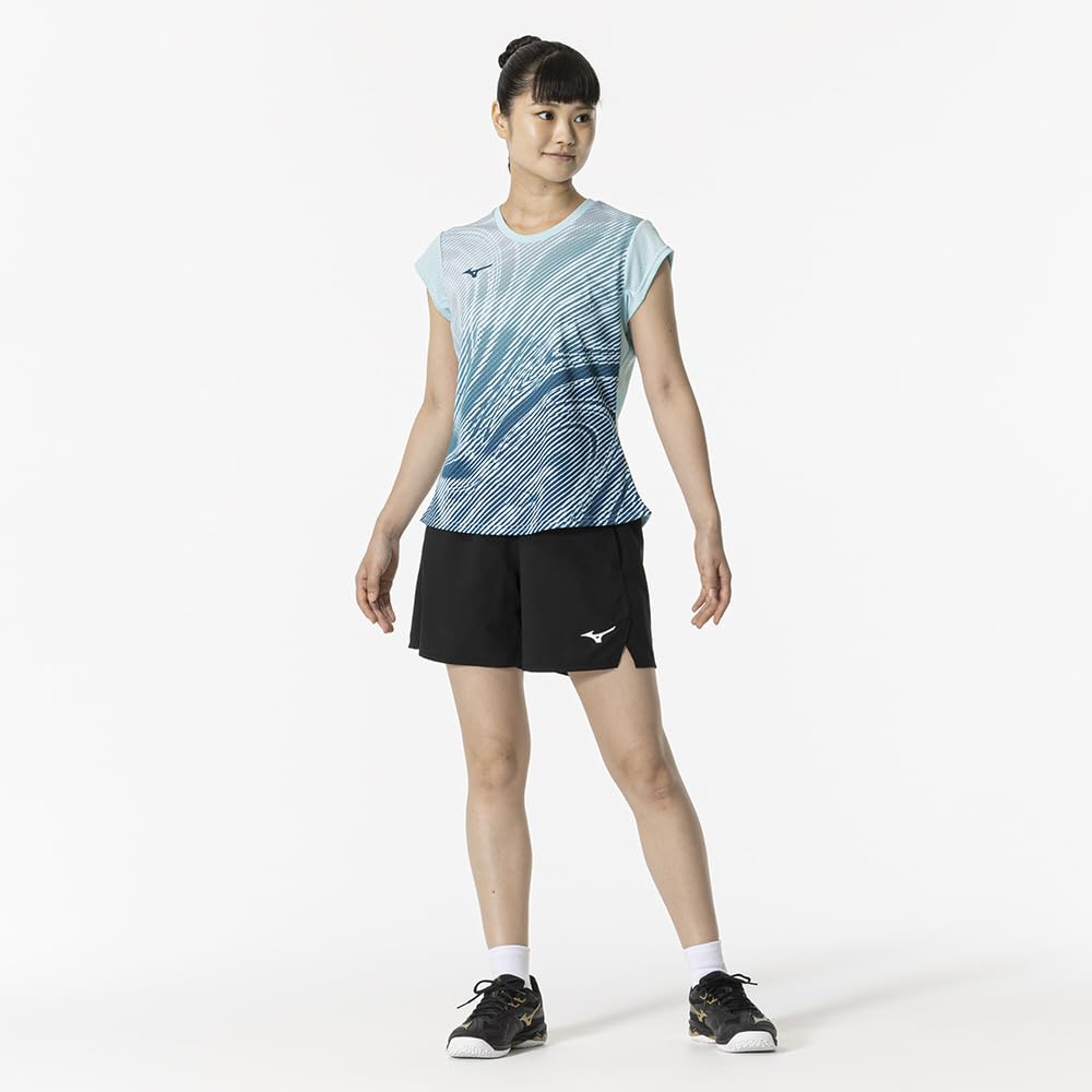 Blue Glo Dry Aeroflow Keeplite Tennis and Badminton Game Short DynaMotion Officially Approved by the Japan Badminton Model Size XL Women's Shirt,