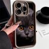 LZ3 Black Cat Green Eyes Silicone Phone Case for iPhone 11 13 14 15 16 Pro Max 7 8 16 Plus 12 Mini XS Max XR Shockproof Back Cover