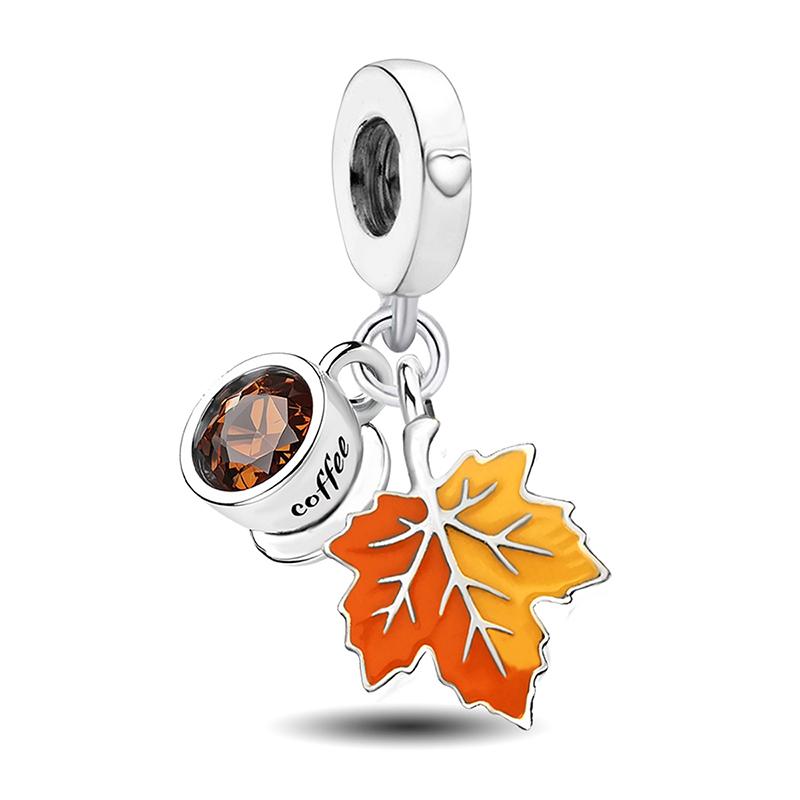 Copper Warm Maple Leaf Squirrel Golden Autumn Series Bead Fit Diy Bracelet Making Gift Of High Quality Jewelry