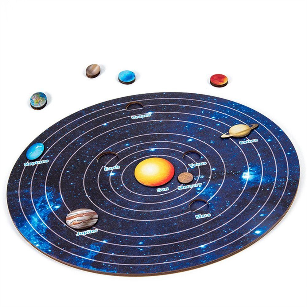 Matching Science Children Boy Girl Solar System Puzzle Jigsaw Tray Wooden Puzzle Planet Puzzles