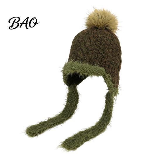 Ear Warmer Hat for Cycling Women Knitted Earflap Hat, Fuzzy Trim Pompom Soft Warm Outdoor Winter Knit Cycling, Cold Weather Daily Wear
