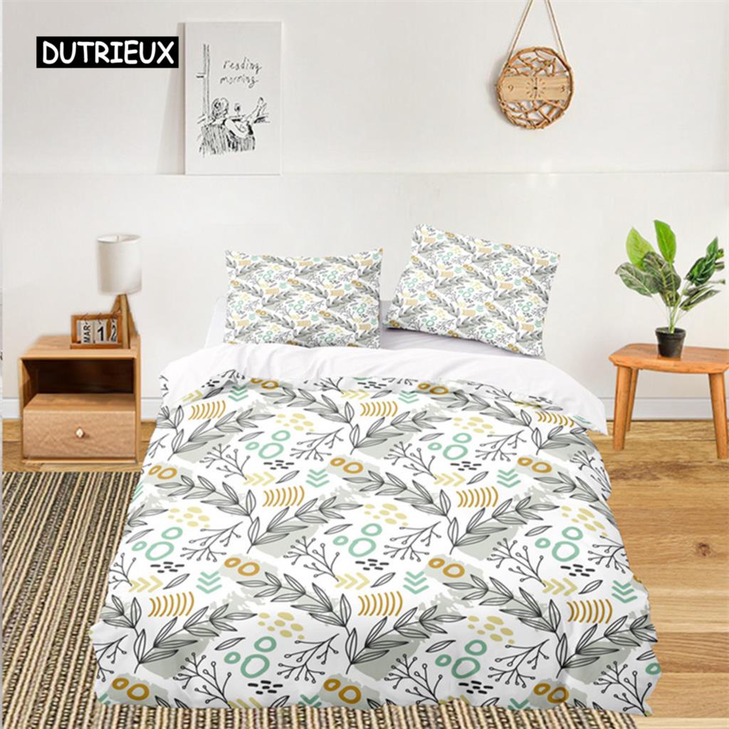 

Пододеяльник Ботанический Цветочный Комплект Постельного Белья Стиль Фермерского Дома Листья Цветок Ветка Пододеяльник Наволочки Декор Спальни Женщины Дети EU single(135x200cm)