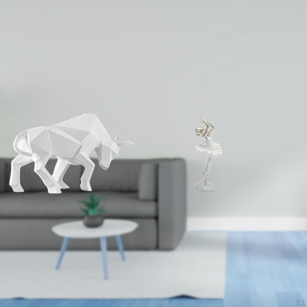 Modern Resin Bull And Dancing Girl Abstract Sculpture Ornament for Entryway Tabletop Desk Shelf