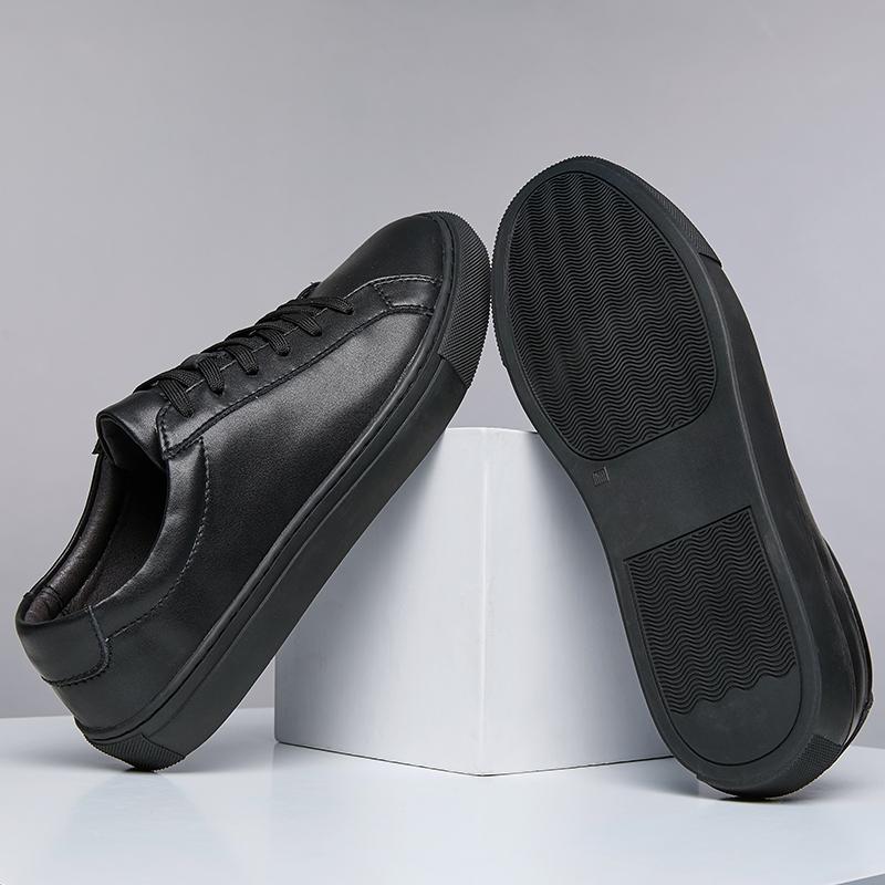 

Модные мужские мокасины, дышащие, на шнуровке, мужские туфли на плоской подошве, повседневная обувь из натуральной кожи, вулканизированная обувь, дизайнерские мужские кроссовки, трендовая спортивная обувь 45 чёрный