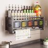 No-Drill Wall-Mounted Spice Rack with Towel Bar