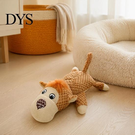 Corn Velvet Pet Plushies Squeaky Plush Dog Toy with Sound, Simulated Rhino/Monkey Shape Chew Toy, Toys for Dogs Durable Mesh Splicing Interactive