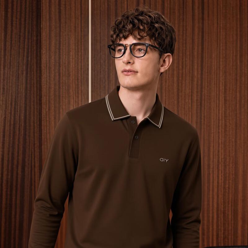Goldlion Men's Merino Wool Blend Long Sleeve Polo Shirt