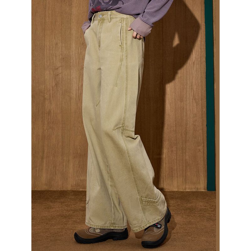 Coolhut Autumn and Winter New High-Waisted Versatile Straight-Leg Jeans Retro Style Women's Slimming Wide-Leg Floor-Length Pants