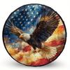1pc American Flag Eagle Spare Tire Cover - Vibrant Patriotic Design With Soaring Eagle & Stars, Durable Polyester Material, Perf