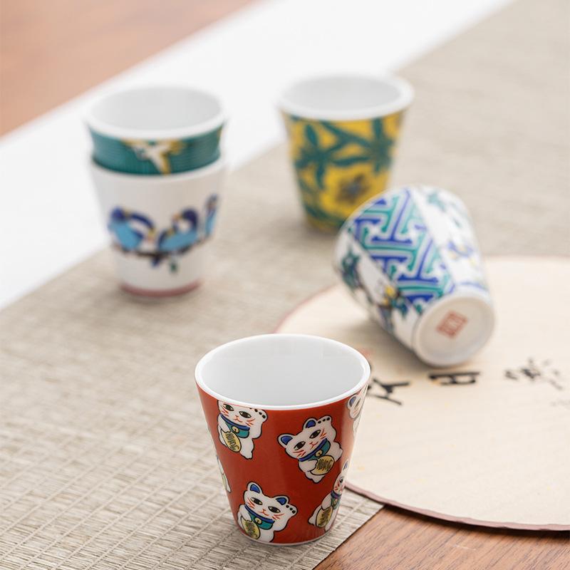 Japanese-style Kutani tea set ceramic teacup high-end 5 gift boxes home kung fu master cup tea cup
