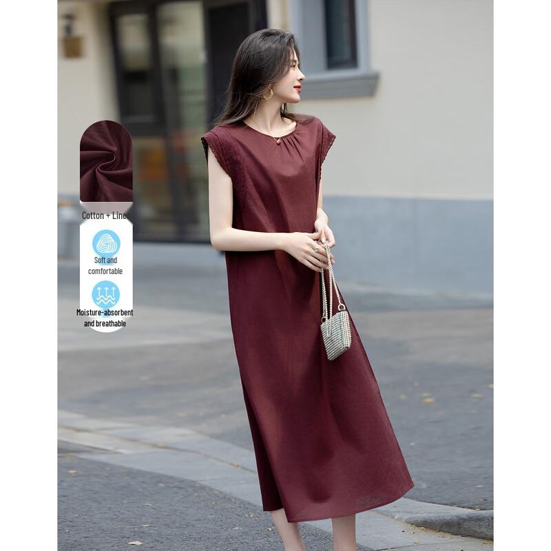 Безрукавное плиссированное платье Demana из смесовой льняной ткани XL