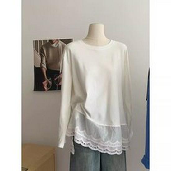 Women's Summer Loose-Fit Cotton T-Shirt with Irregular Slit and Slimming Design