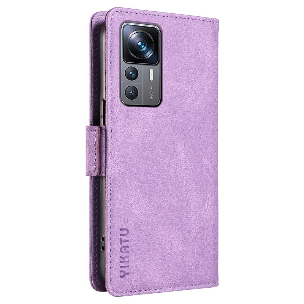 YIKATU YK-005 Wallet Phone Case for Xiaomi 12T 5G/12T Pro 5G/Redmi K50 Ultra,Skin-touch PU Leather Stand Cover
