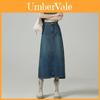 Denim A-Linien-Rock mit Vintage-Waschung für lässige Herbstmode