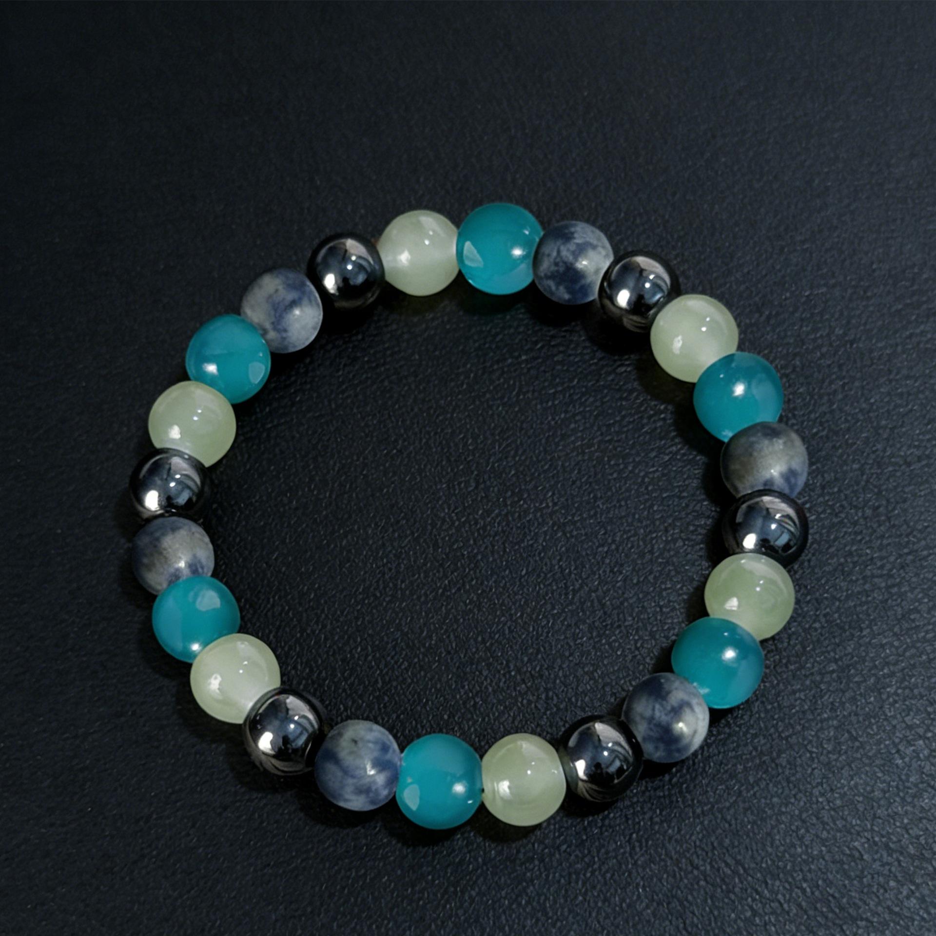Bracelet, Black Gallstones, Blue Striped Stones, Beads, Christmas gift, Stocking stuffers, Valentine s Day gift, girlfriend gift, Birthday gift