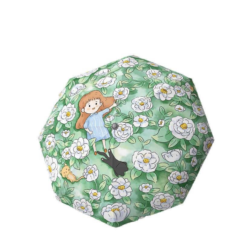 Three-fold hand-opened digital brush vinyl fabric parasol childlike fun cartoon sunscreen sun umbrella umbrella