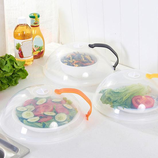 Microwave Splash Proof Cover for Food 10.24 Inch Clear Microwave Lid with Handle Fits Standard Dinner Plates And Bowls BPA-Free Dishwasher Safe