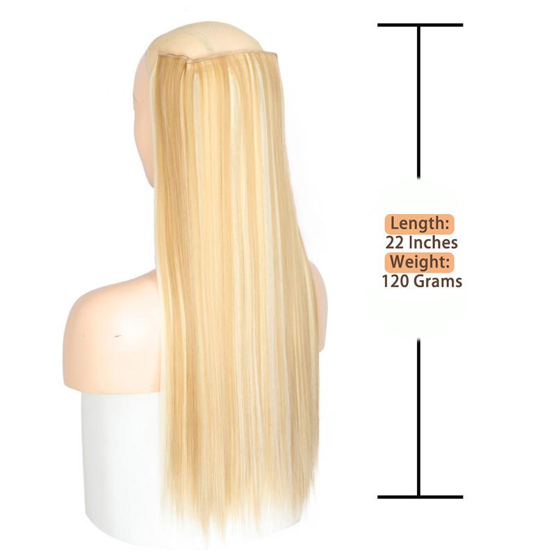 MERISIHAIR Langt rett syntetisk hårforlengelse 5 klips inn høytemperatur 22 tommer 120 g fiberhår for kvinner