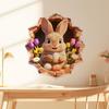 Osterwandaufkleber Lustiger Hase Rissiges Abziehbarer und Aufklebbarer Aufkleber 3D Loch Design Cartoon Selbstklebende Wandaufkleber für Kinderzimmer Spielzimmer