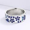 Exquisite New Women's for Ring Blue Enamel Flower Ring Fashion Handmade Enamel Jewelry Wedding Bridal Ring
