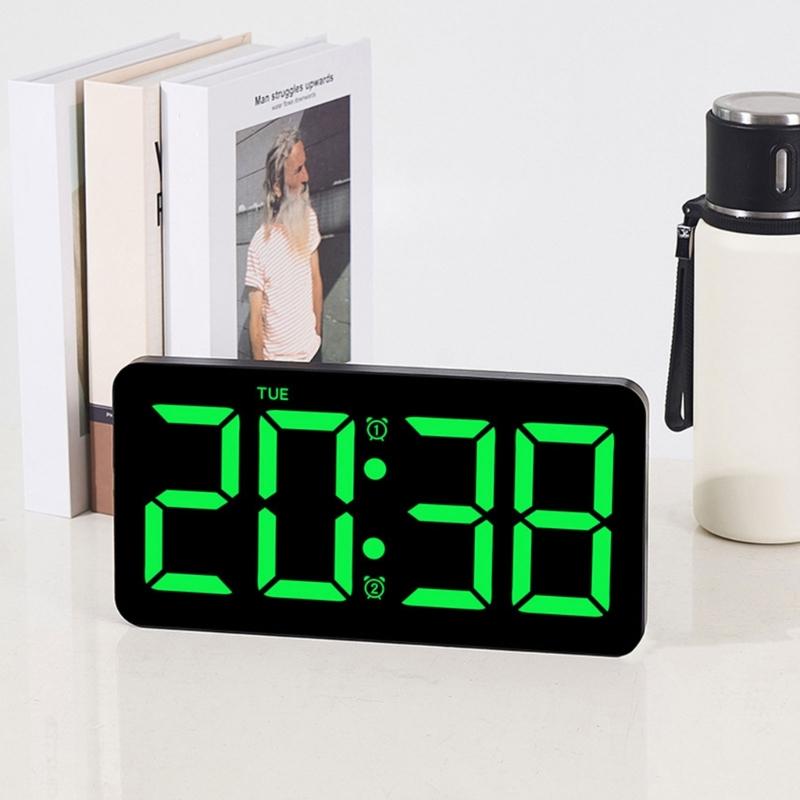 Large Digital Clock Wall Clock with Date and Temperature Display Bedroom Office Decors