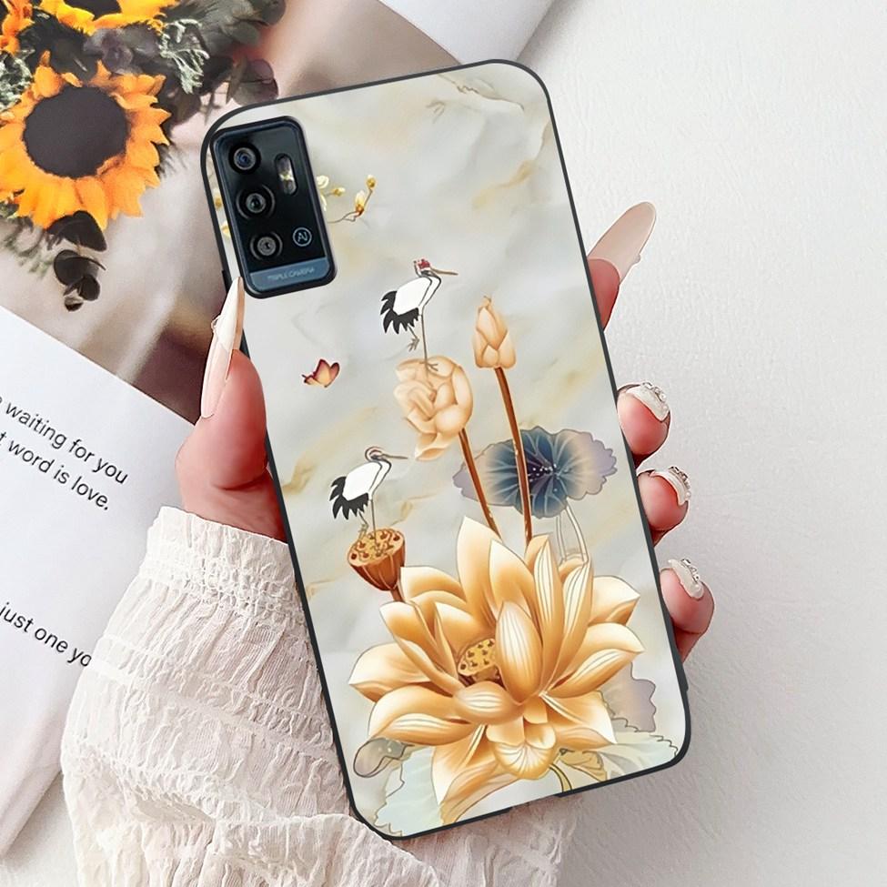 Für ZTE Blade A51 Hülle Für ZTE Blade A71 Case A7030 Luxus Schmetterling Liebe Süße Katze Cool Hübsch Löwe Bemalt Schwarzes Silikon