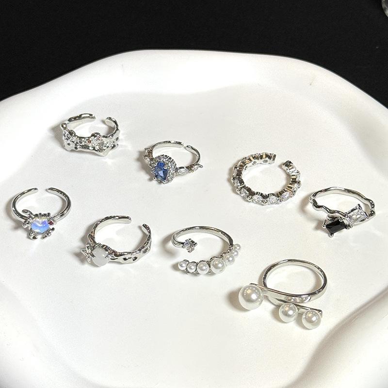 Niche High-End Open Ring Set Stacked Design Cold Wind Personalized Fashion Ring Women