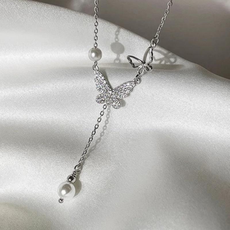 Elegant Pearl & Butterfly Tassel Necklace - 2024 Trendy High-End Luxury Women s Accessory