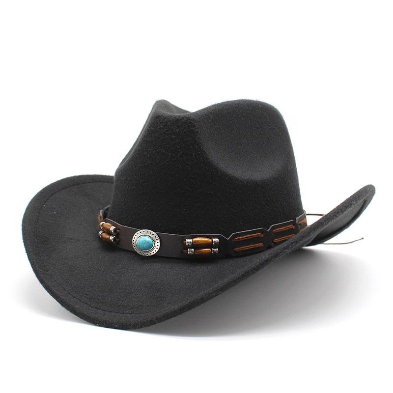 Woolen Hat Western Cowboy Hat Men'S And Women'S Couple Hat Curled Jewel Accessories