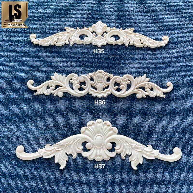 

European Style Wood Carving Floral Doorway Decoration Model H36, 40x8cm, 55g
