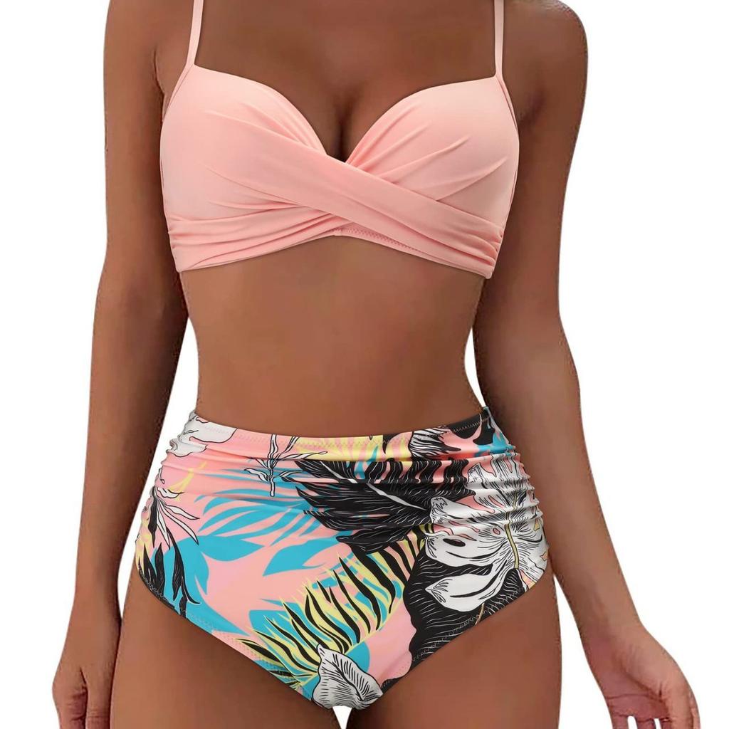 Novo Biquíni Feminino Sexy Cintura Alta Fato de Banho Praia Roupa de Banho Feminina Verão Fato de Banho