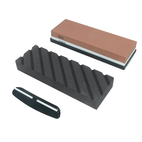 HFS(R) Whetstone, #1000 and #6000, Double-Sided, Non-Slip, for Finishing, Knife Sharpening, and Surface Refining, with Angle-Fixing Holder