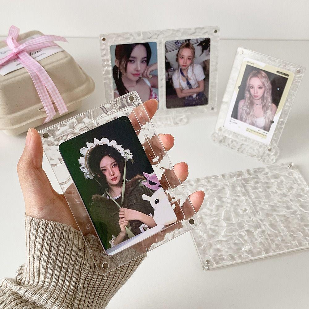 Clear Acrylic Photo Card Holder Water Ripple Picture Frame Photo Display Stand  Desktop Display