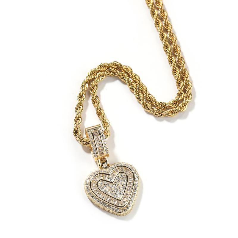 Europäischer & Amerikanischer Bestseller Kandiszucker Herz Anhänger Halskette - Luxuriöser Nischen Hip-Hop Stil Schmuck für Damen.