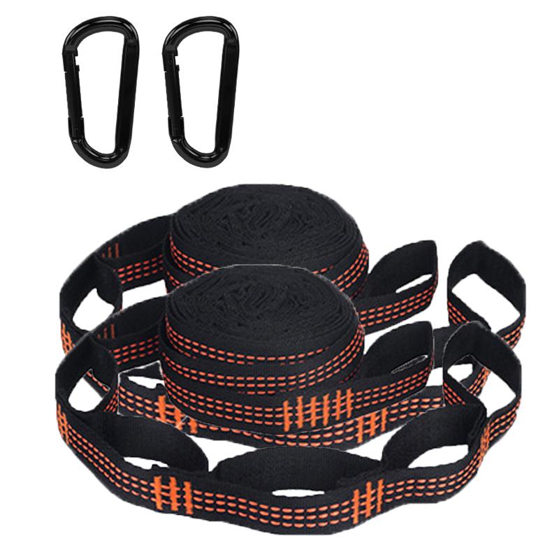 2PC Hammock Straps Special Reinforced Polyester Straps 5 Ring High Load-Bearing Barbed Black Outdoor Camping Hammock Straps