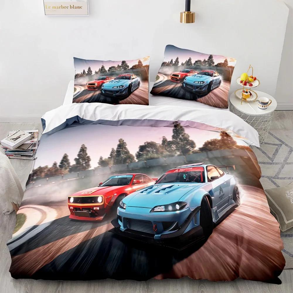 Speed Sports Car Speed Racing Car Comfortable Duvet Quilt Cover Pillowcase Bedding Set Children Bedroom Decoration Home Textile