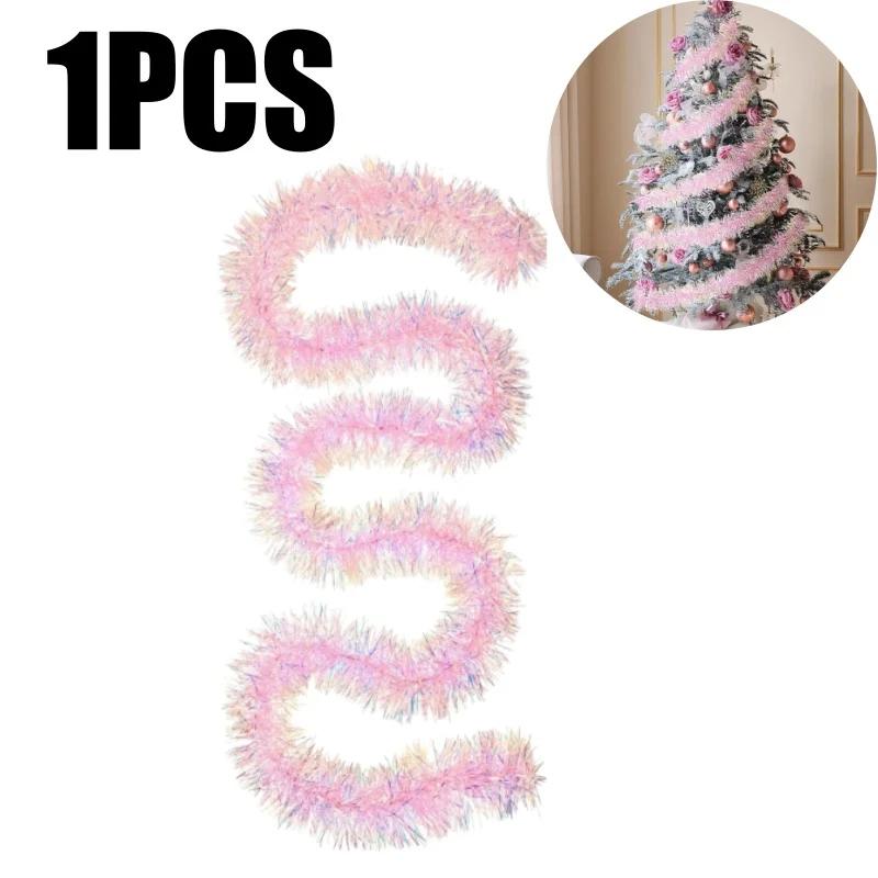 

2M Pink Christmas Ribbon Garland Vine Wreath for Wedding Party Decor Festive DIY Craft Streamers Holiday Decoration Supplies 2M
