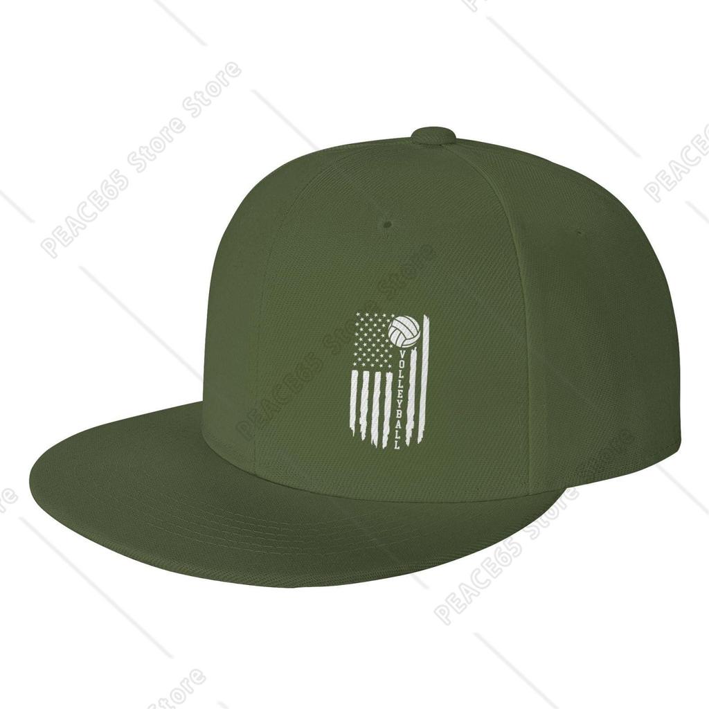USA Flag Volleyballs Hat Adjustable Snapback Flat Bill Hats Funny Baseball Cap Unisex Women White