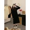 Autumn and Winter New Casual Hooded Dress Femininity Thin Long Knitted Sweater Dress Trendy