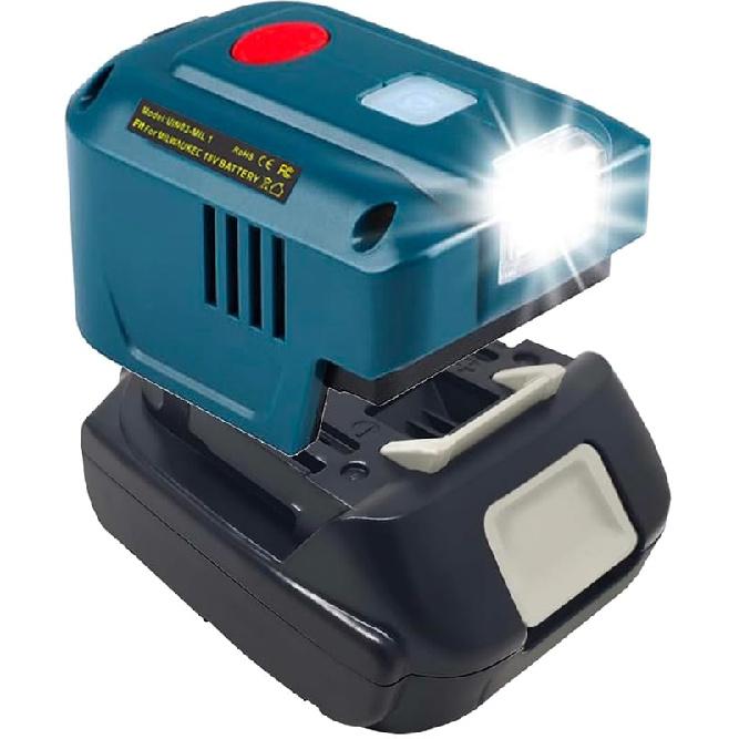 150W Power Inverter Generator Fit for Ryobi 18V Lithium Battery, DC 18V to AC 110V-120V Portable Power Station, with 2 USB & AC Outlet & 200LM LED